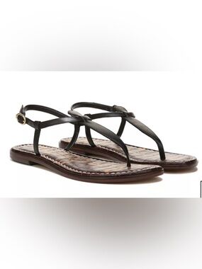 Sam Edelman Classic Black Leather T-Strap Women's Sandals size 7.5